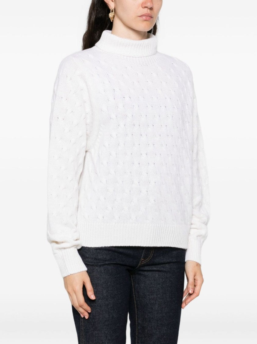 Tabaroni Cashmere Textured Knit Cashmere Sweater With High Turtleneck