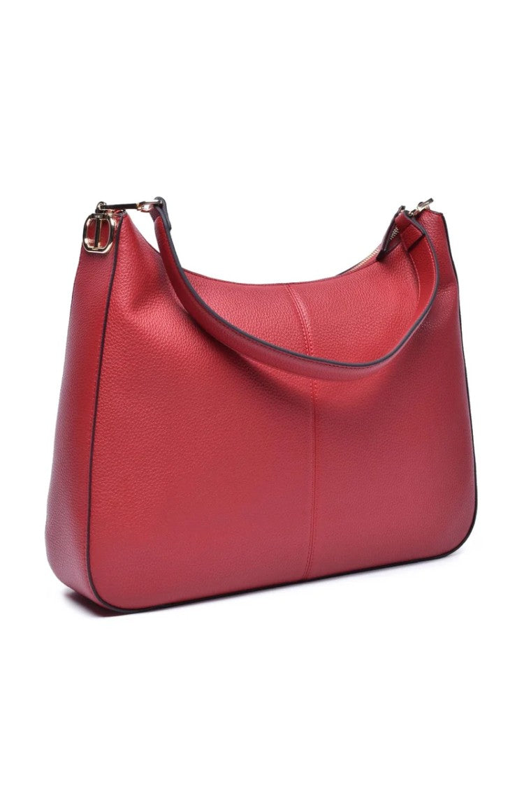 Twin-Set Red Hobo Bag With Spacious Design And Minimalist Aesthetics