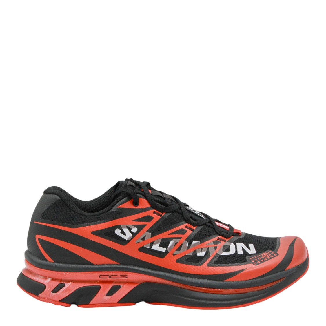 Mm6 By Maison Margiela X Salomon Sporty Black Mesh Sneakers With Red Accents