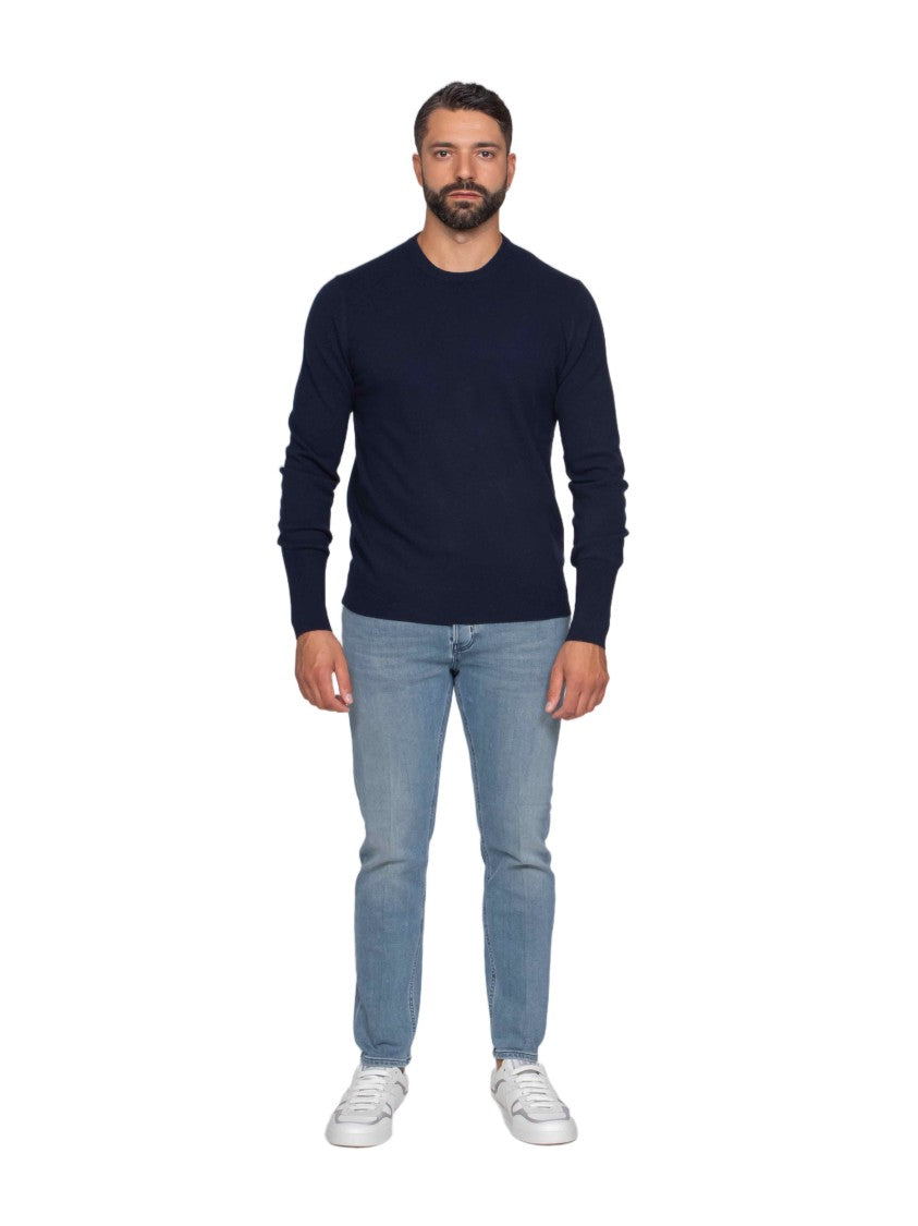 Ballantyne Slim Fit Crew Neck Sweater With Ribbed Details