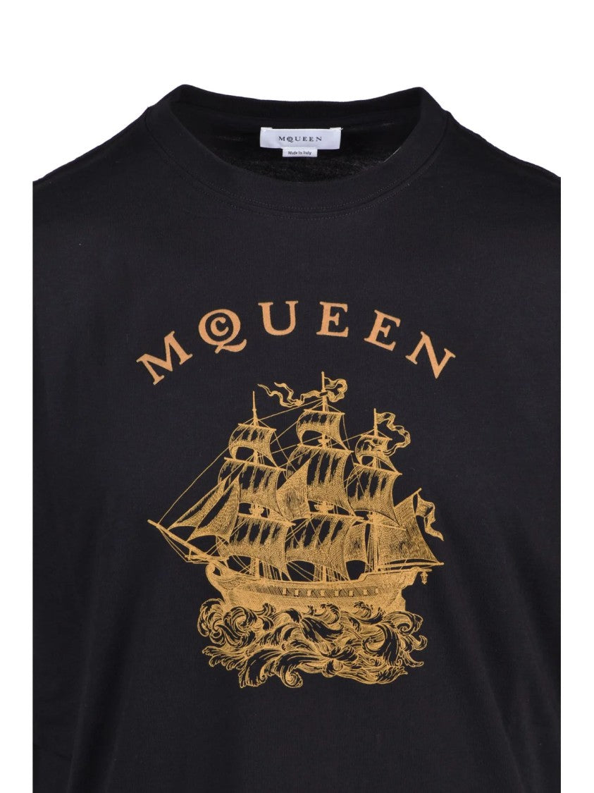 Alexander Mcqueen Black Cotton Logo T-Shirt