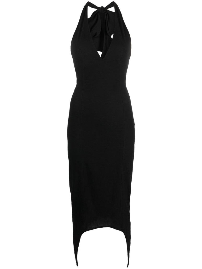 Patou Halterneck V-Neck Midi Dress