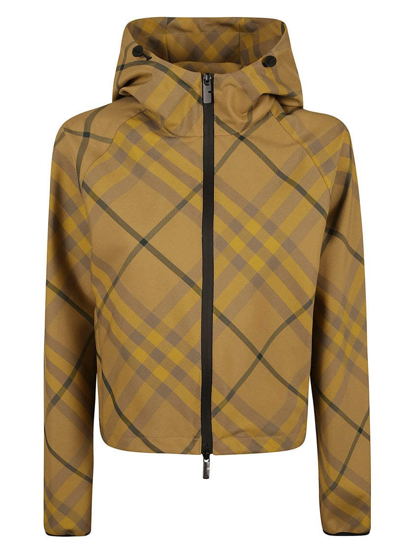 Burberry Cropped Plaid Coat With Hood