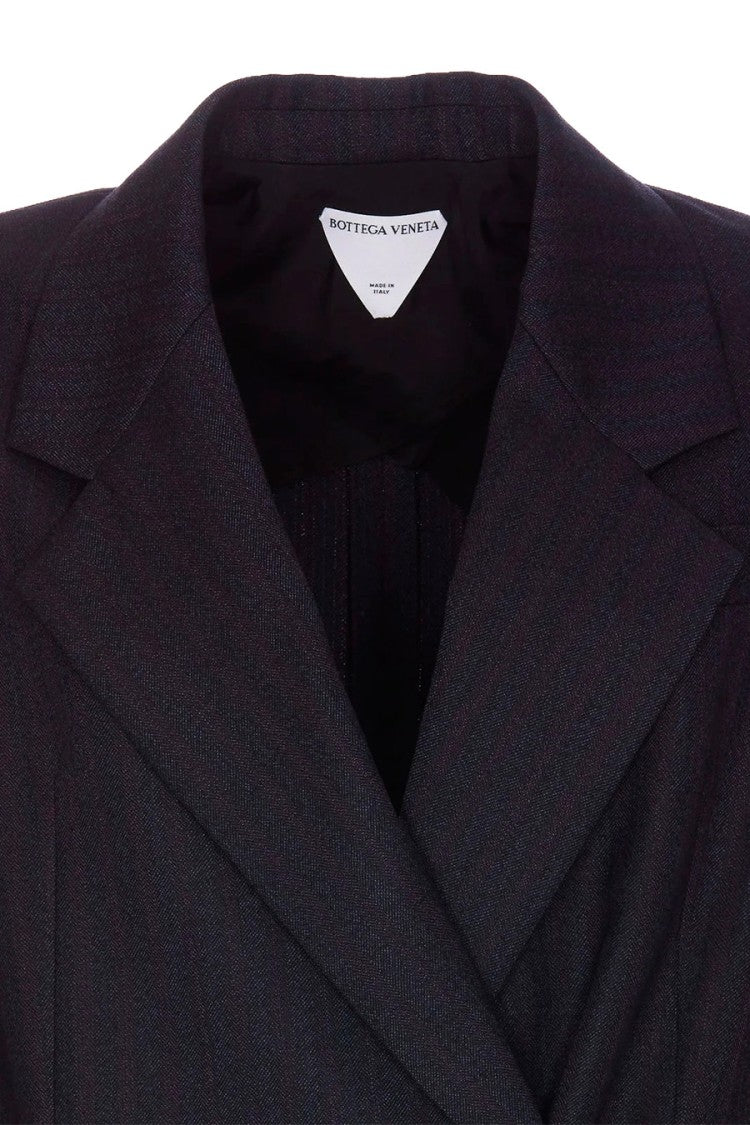 Bottega Veneta Navy Wrap-Front Belted Wool Jacket