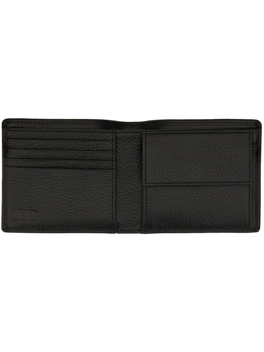 Diesel Textured Bi-Fold Wallet With Oval Emblem