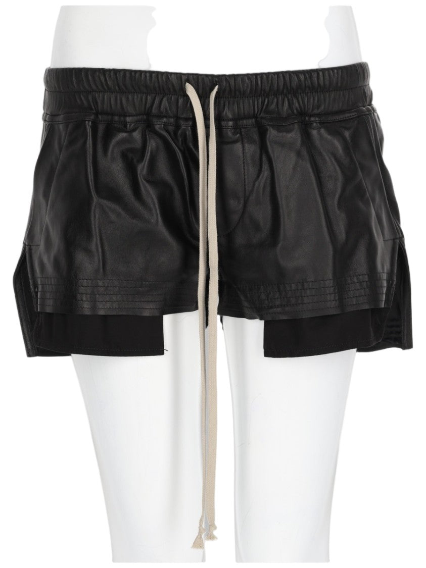 Rick Owens Fog Boxer Glossy Lambskin Leather Shorts