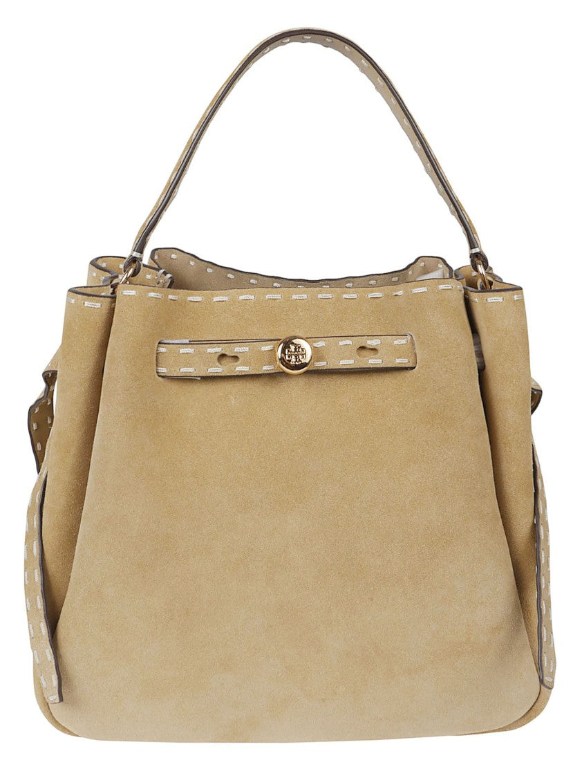 Tory Burch Handcrafted Brushed Suede Bucket Bag