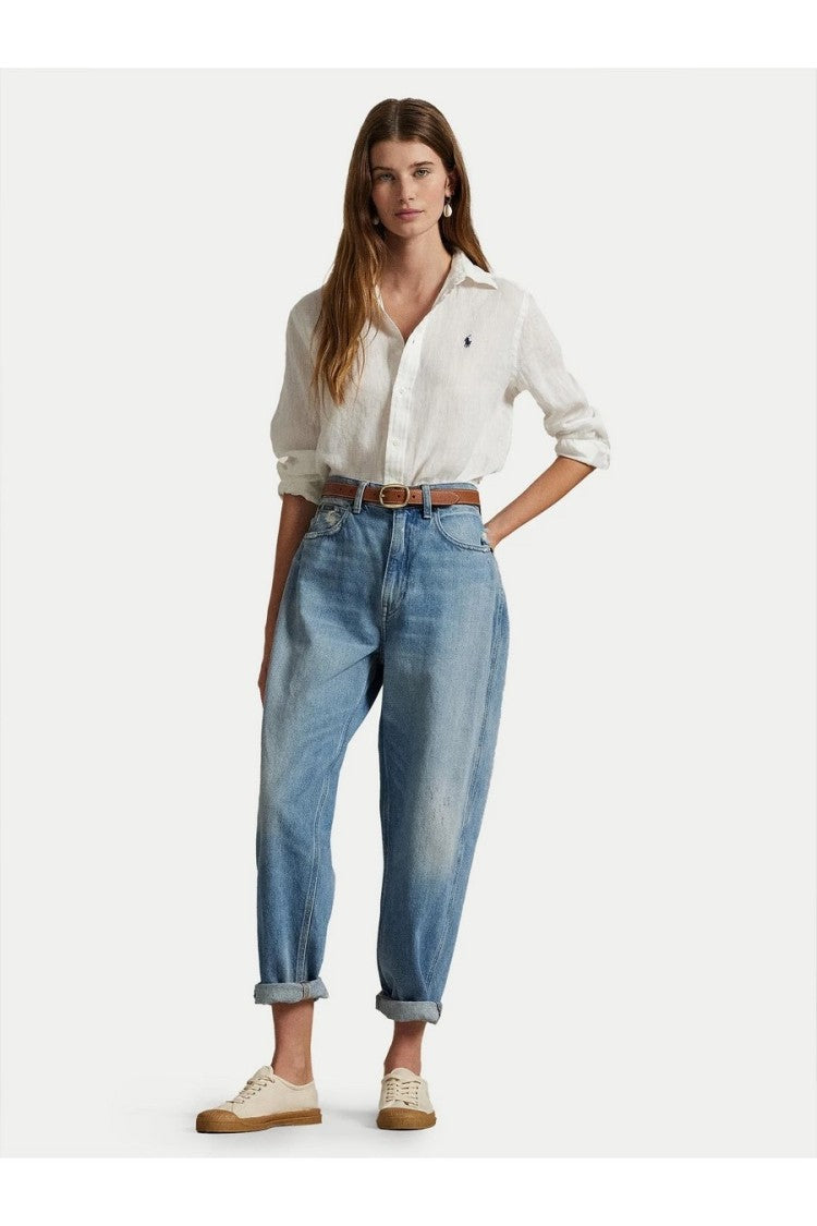 Polo Ralph Lauren Relaxed Fit White Linen Button-Down Shirt