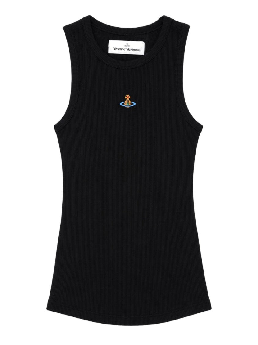Vivienne Westwood Black Fitted Ribbed Viscose-Blend Vest