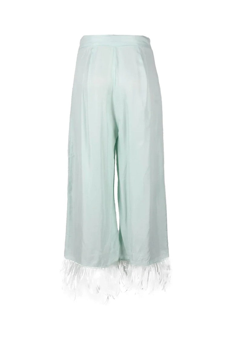 Weili Zheng Wide-Leg Cupro Pants With Fringe Trim