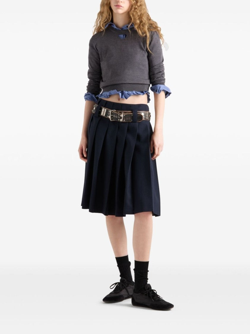 Prada Crew Neck Sweater With Cut-Out Detail