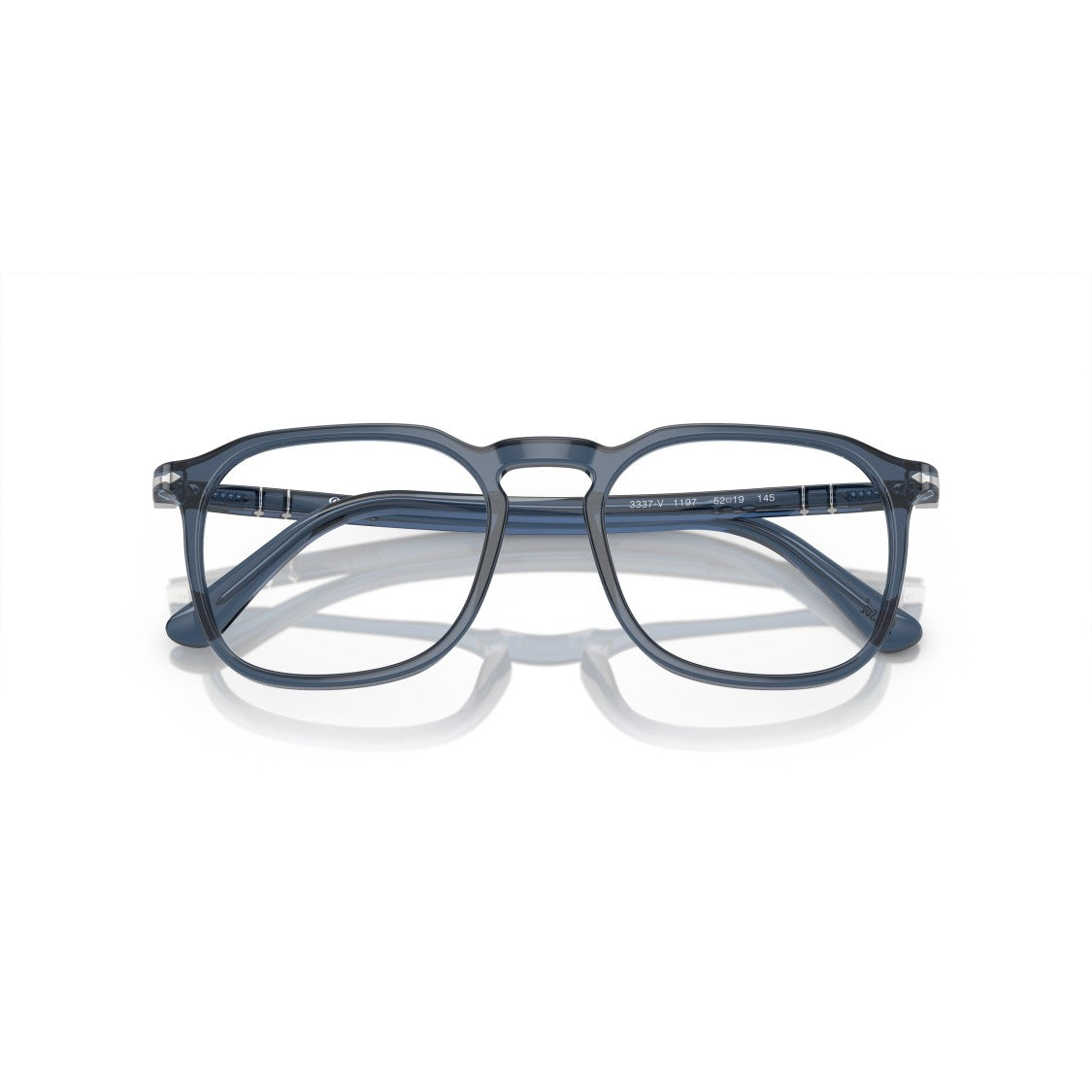 Persol 0Po3337v Translucent Acetate Square Frame Eyeglasses With Silver Accents