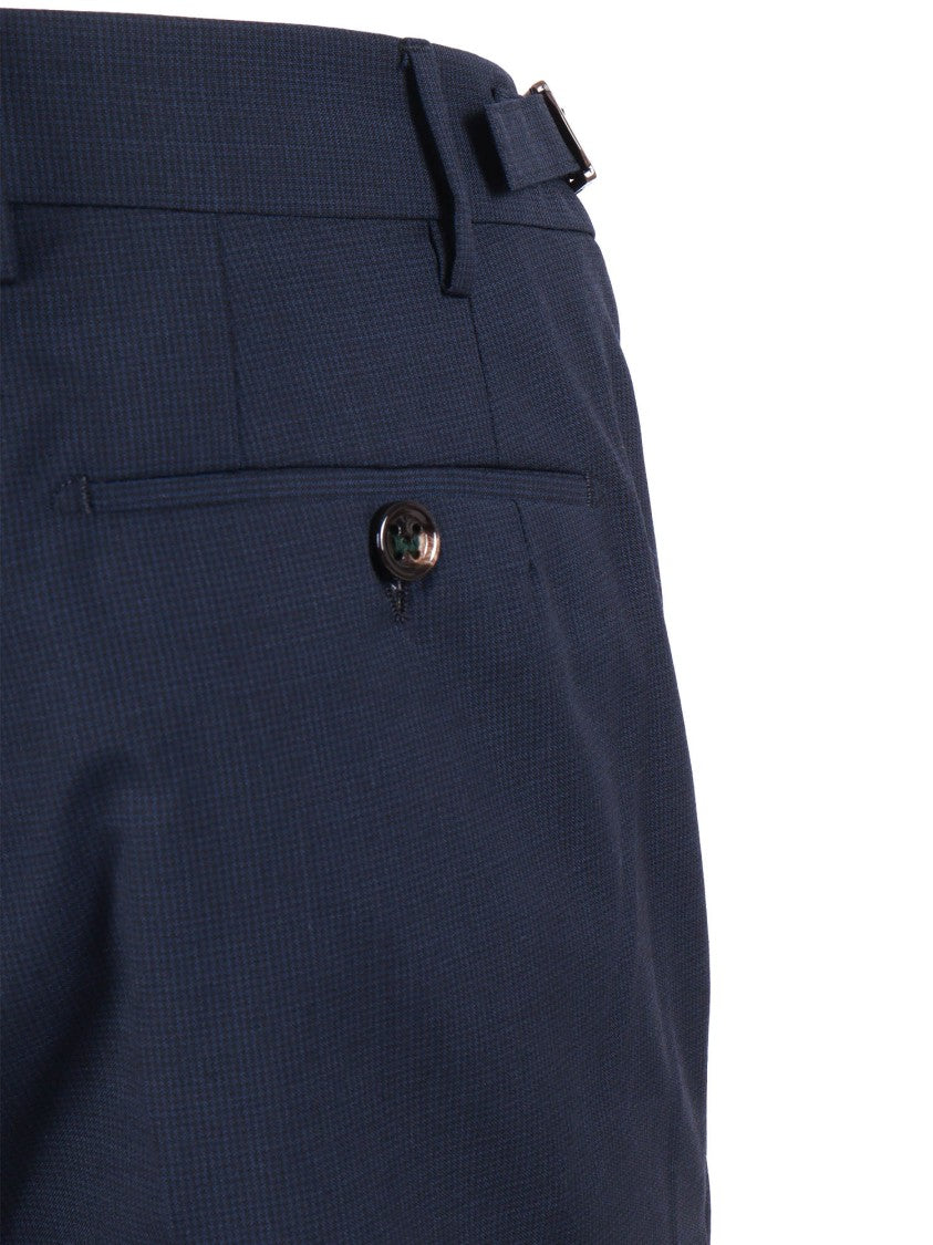 Berwich Deep Blue Virgin Wool Straight-Leg Pants