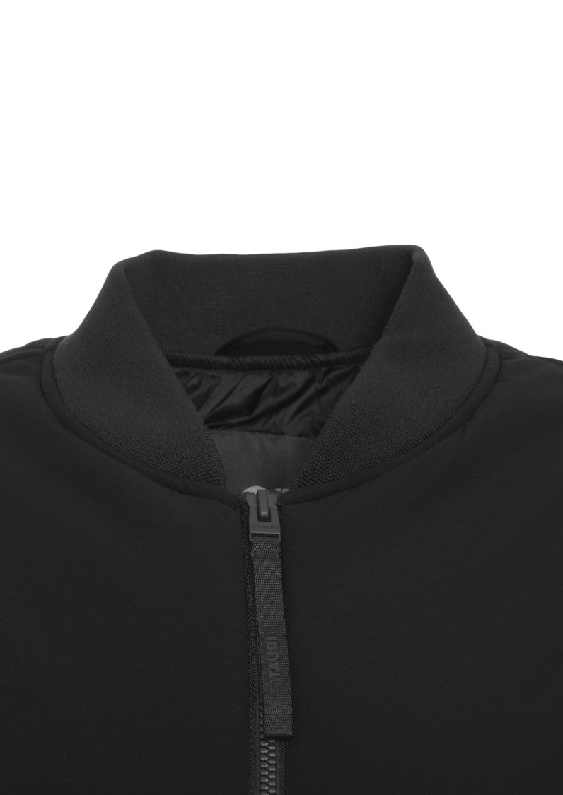 Alpha Tauri Black Bomber Jacket With Double Zipper And Ribbed Details