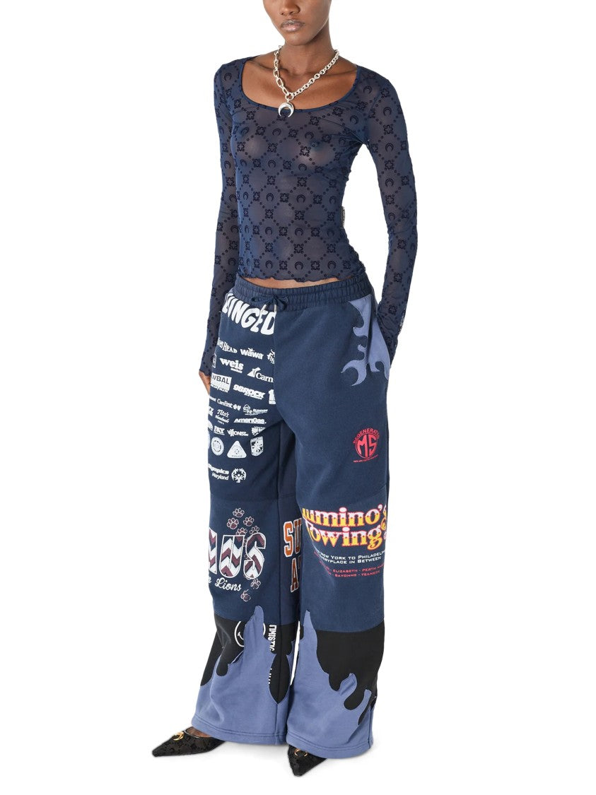 Marine Serre Moonogram Sheer Mesh Long-Sleeve Top