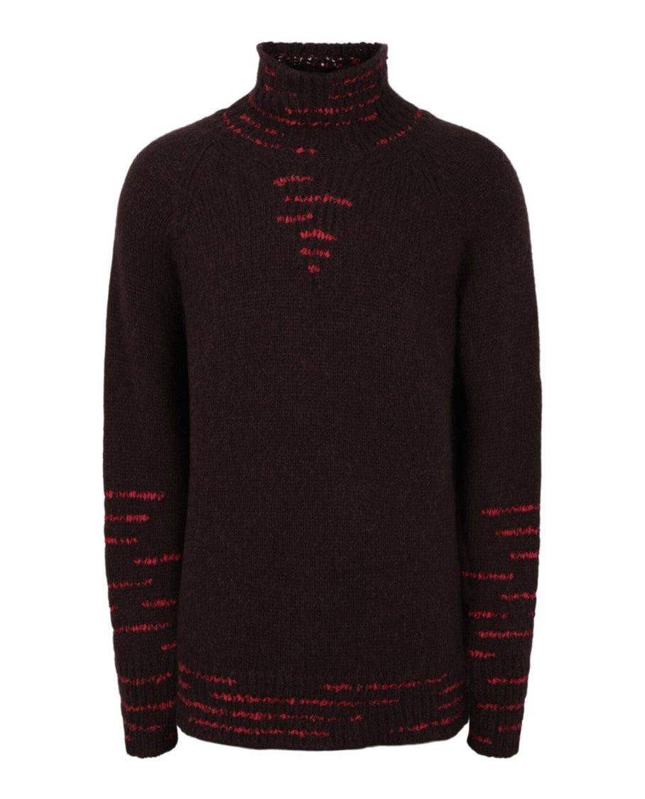 Ferragamo Ribbon Stitched Mock-Neck Sweater With Raglan Sleeves