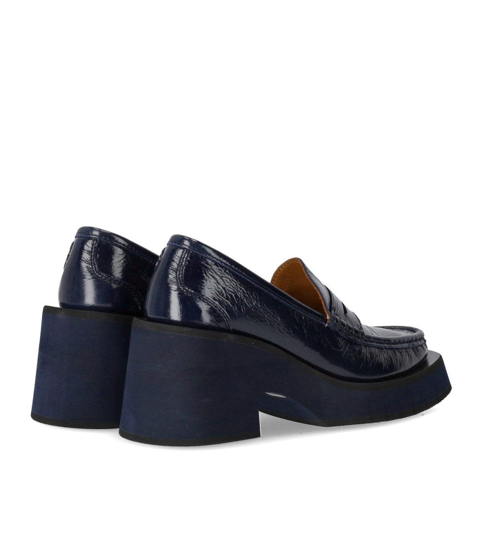 Paloma Barceló Odele Navy Blue Heeled Loafer
