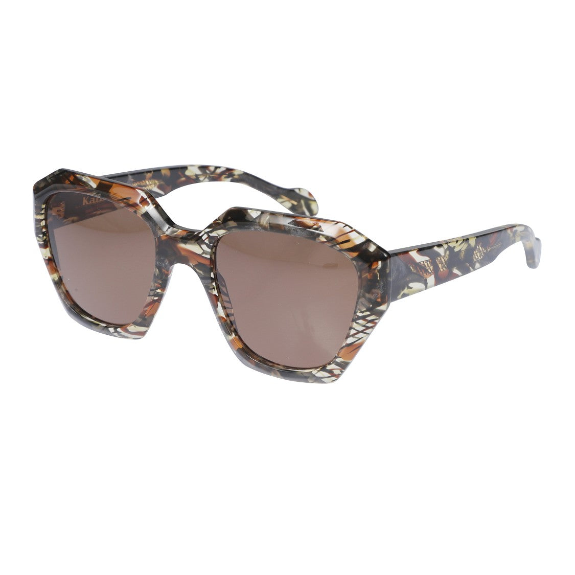 Kador Marilyn/K-S Oversized Geometric Frame Sunglasses With Multicolored Tortoiseshell Pattern