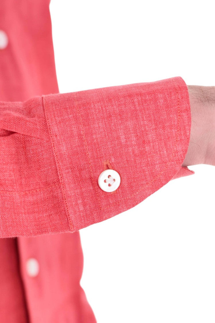 Borriello Red Pure Linen Casual Shirt