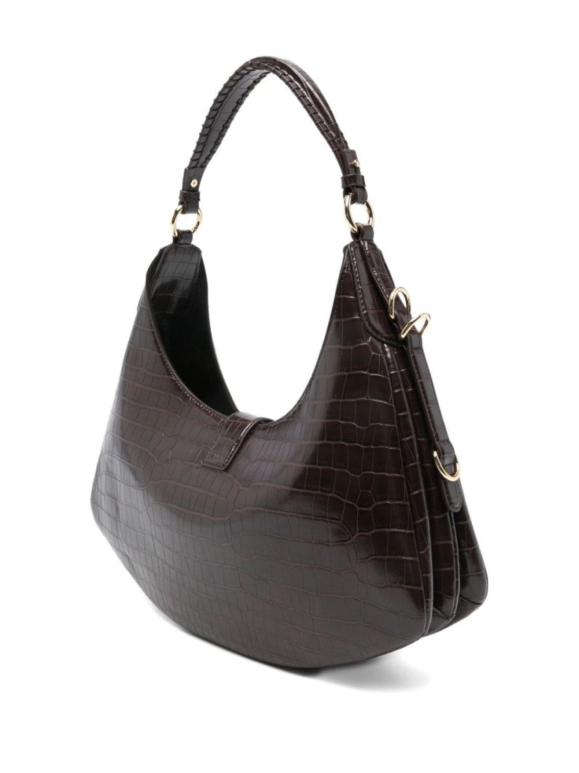 Ganni Crescent Shape Crocodile-Embossed Shoulder Bag