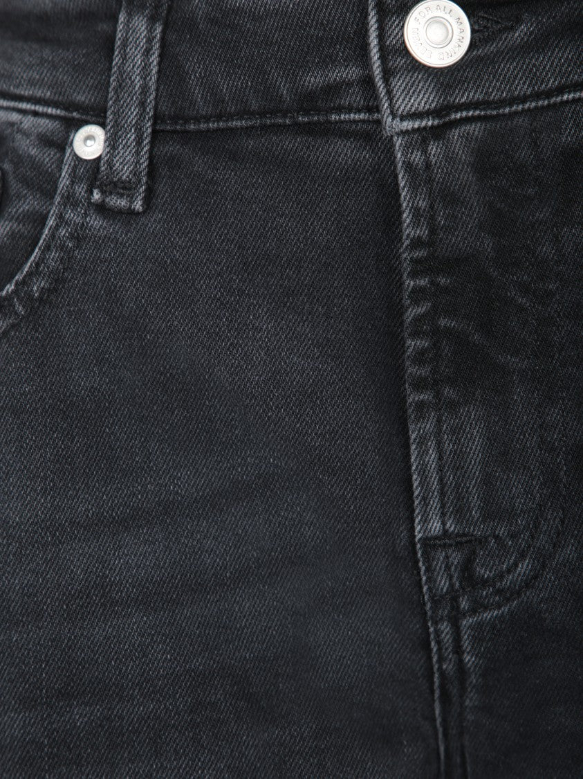 7 For All Mankind Classic Black Jeans With Five-Pocket Design