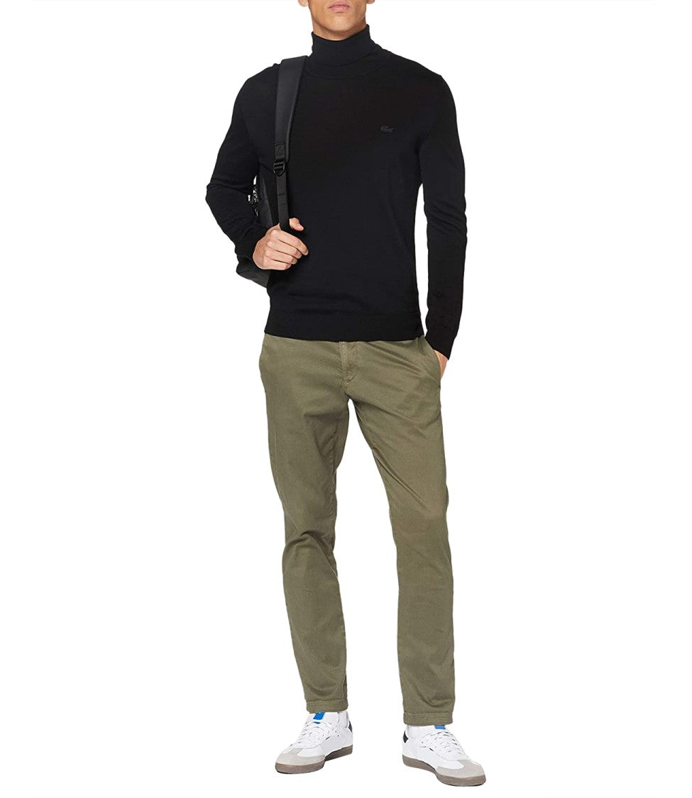 Lacoste Fitted Ribbed Turtleneck Sweater