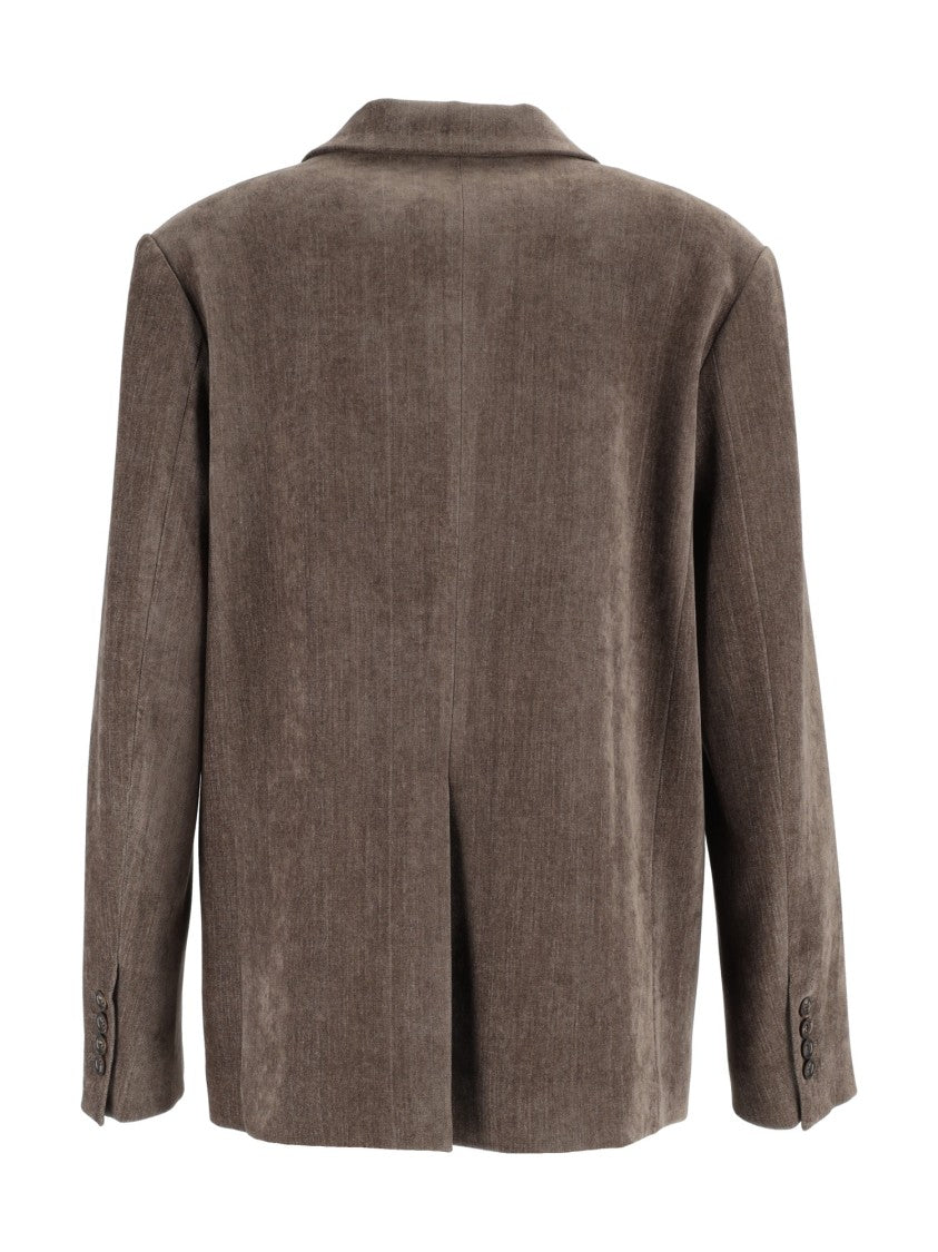 Eleh Mud Brown Corduroy Notched Lapel Blazer