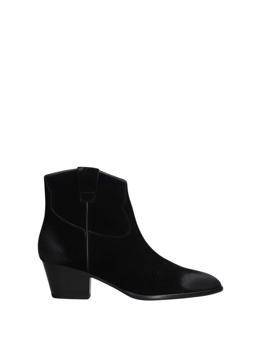 Ash Fame Pointed Toe Low Block Heel Leather Boots