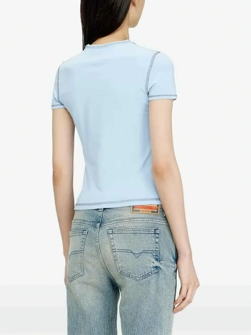 Diesel Slim Fit Light Blue T-Shirt With Cloud Graphic