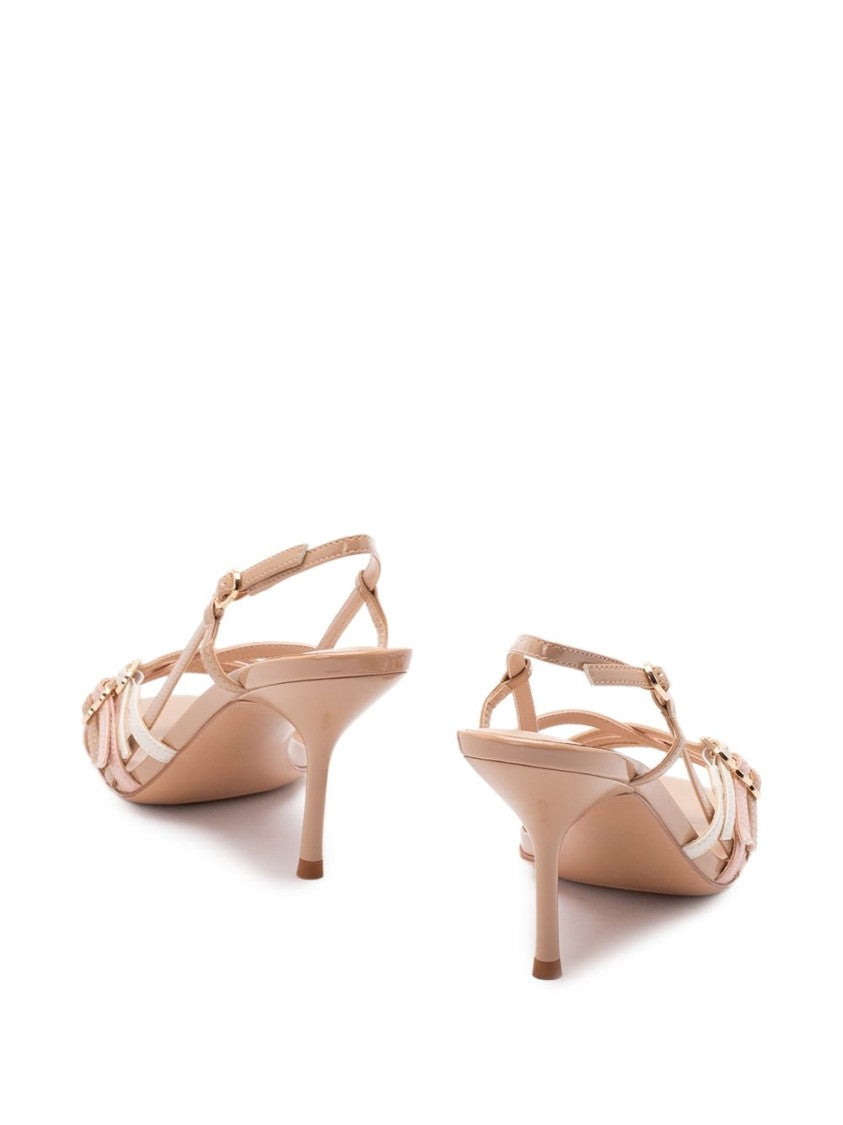 Twin-Set Strappy Slingback Sandals In Soft Pink And Beige