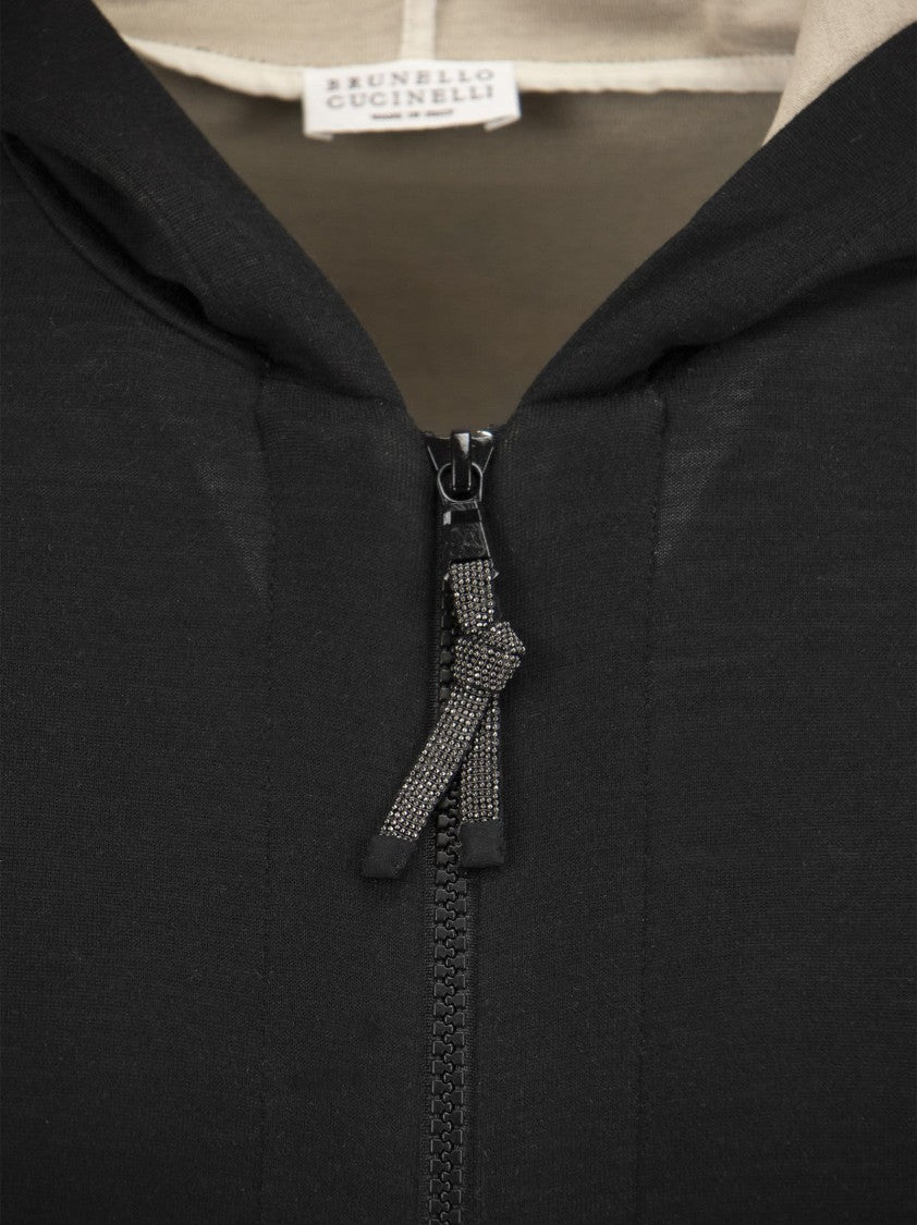 Brunello Cucinelli Cotton-Silk Sweatshirt Topwear With Jewellery