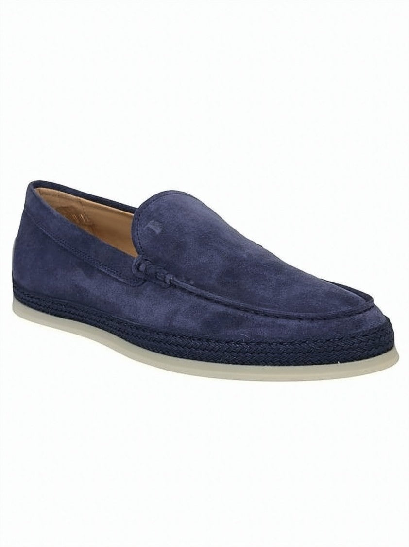 Tod's Minimalist Suede Loafers With Textured Rubber Sole