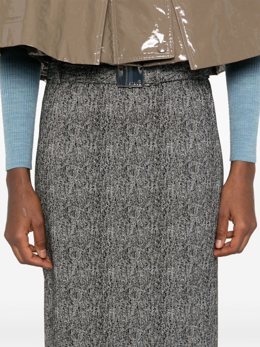 Staud Long Herringbone Pattern Pencil Murray Skirt