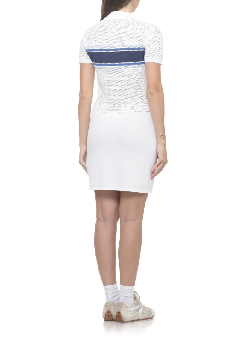 Casablanca Perforated Cotton Mini Dress With Logo Patch