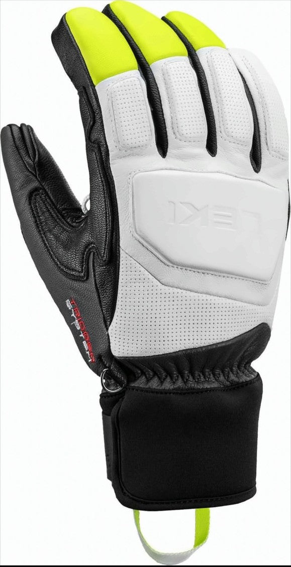 Leki Sporty Goat Leather And Neoprene Gloves With Neon Accents