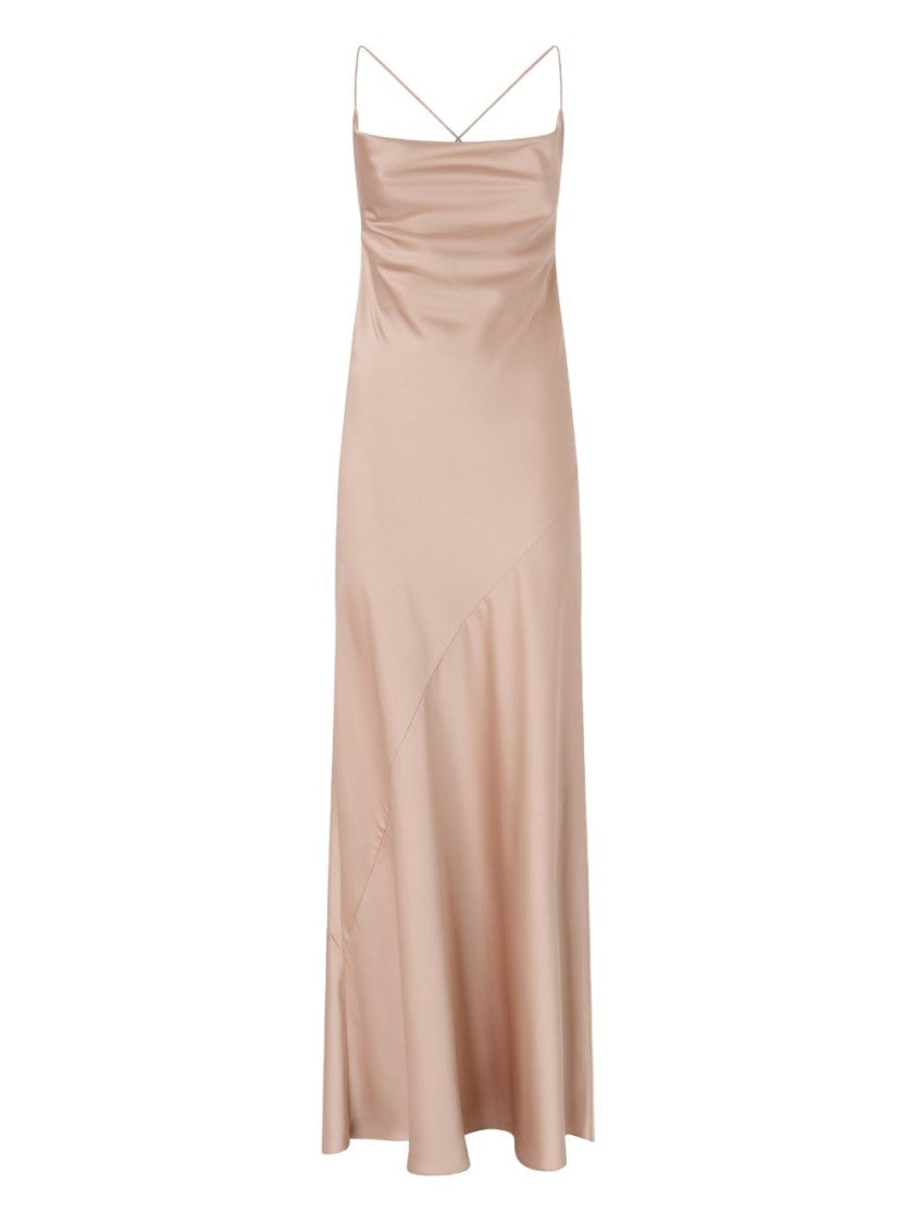 Pinko Satin-Like Midi Dress With Crisscross Back