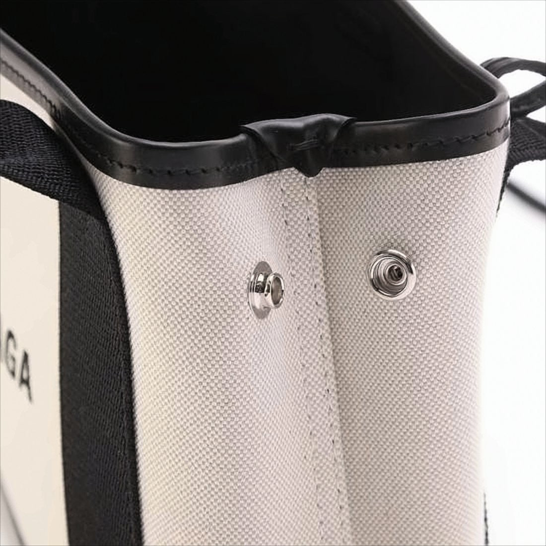Balenciaga Compact Canvas Tote Bag With Calf Leather Trim And Bold Lettering