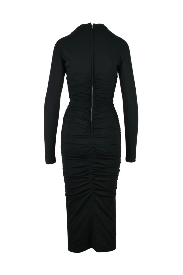 Dolce & Gabbana Long Embossed Stretchy Dress - Black