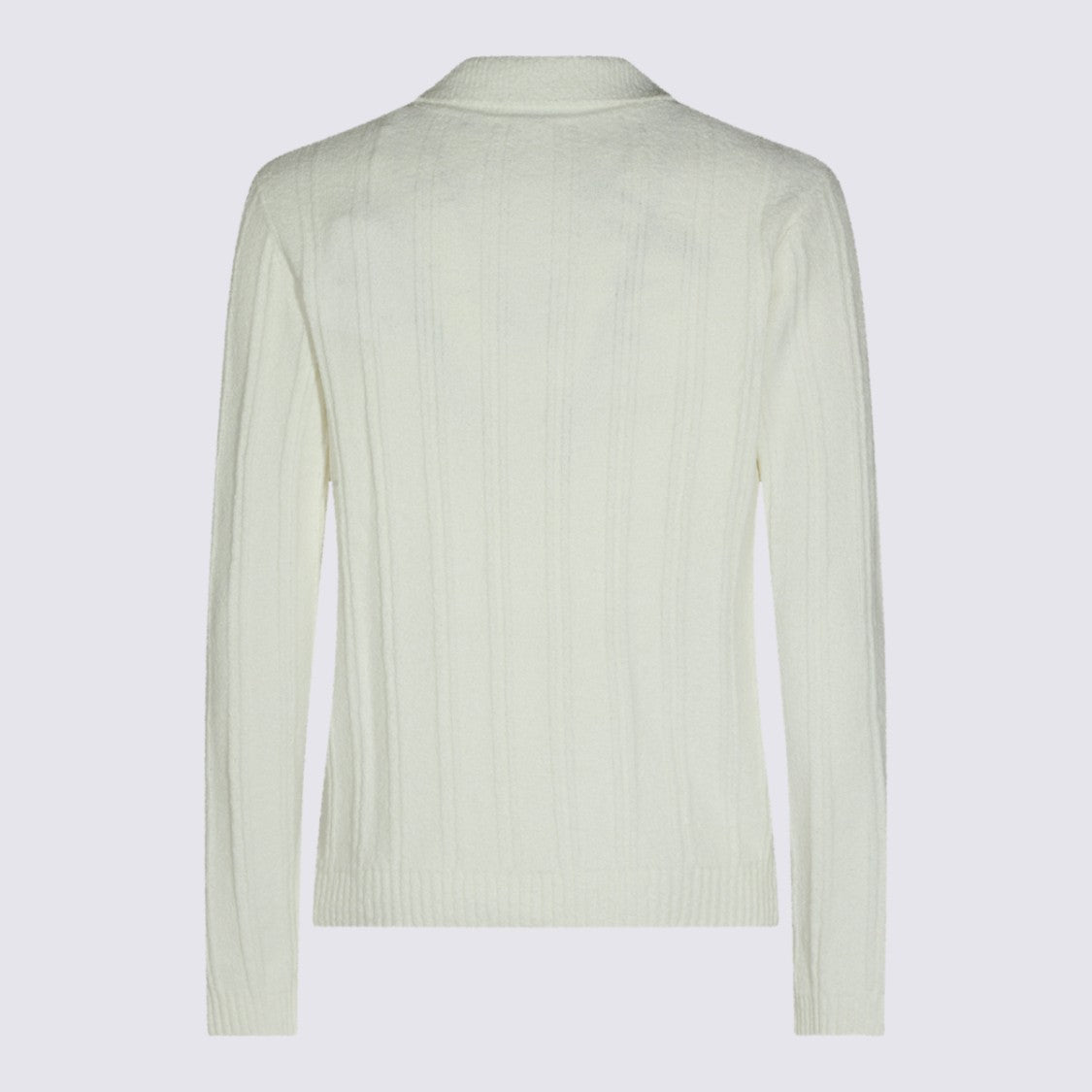 Casablanca Ribbed Knit Sweater With Polo Collar And Minimalist Emblem