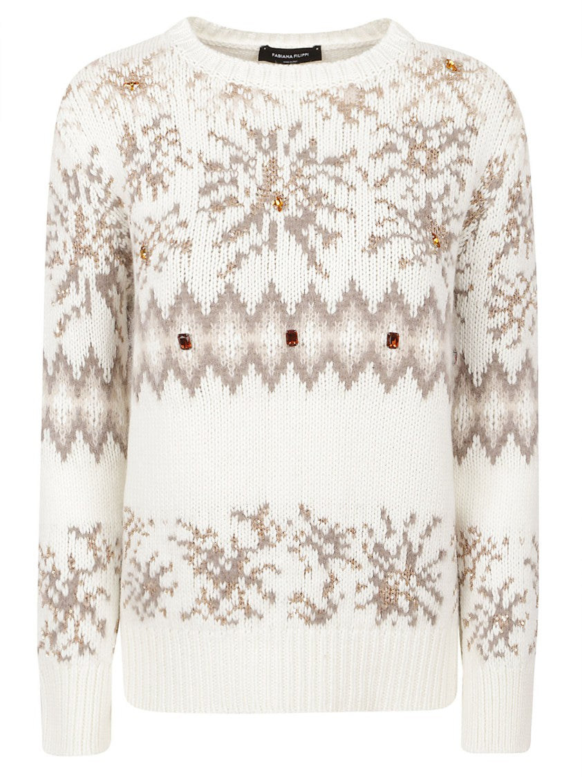 Fabiana Filippi Knit Sweater With Geometric And Floral Patterns