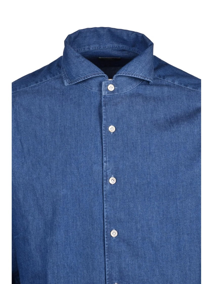 Luigi Borrelli Napoli Cotton Long-Sleeve Shirt With Structured Collar And Buttoned Cuffs