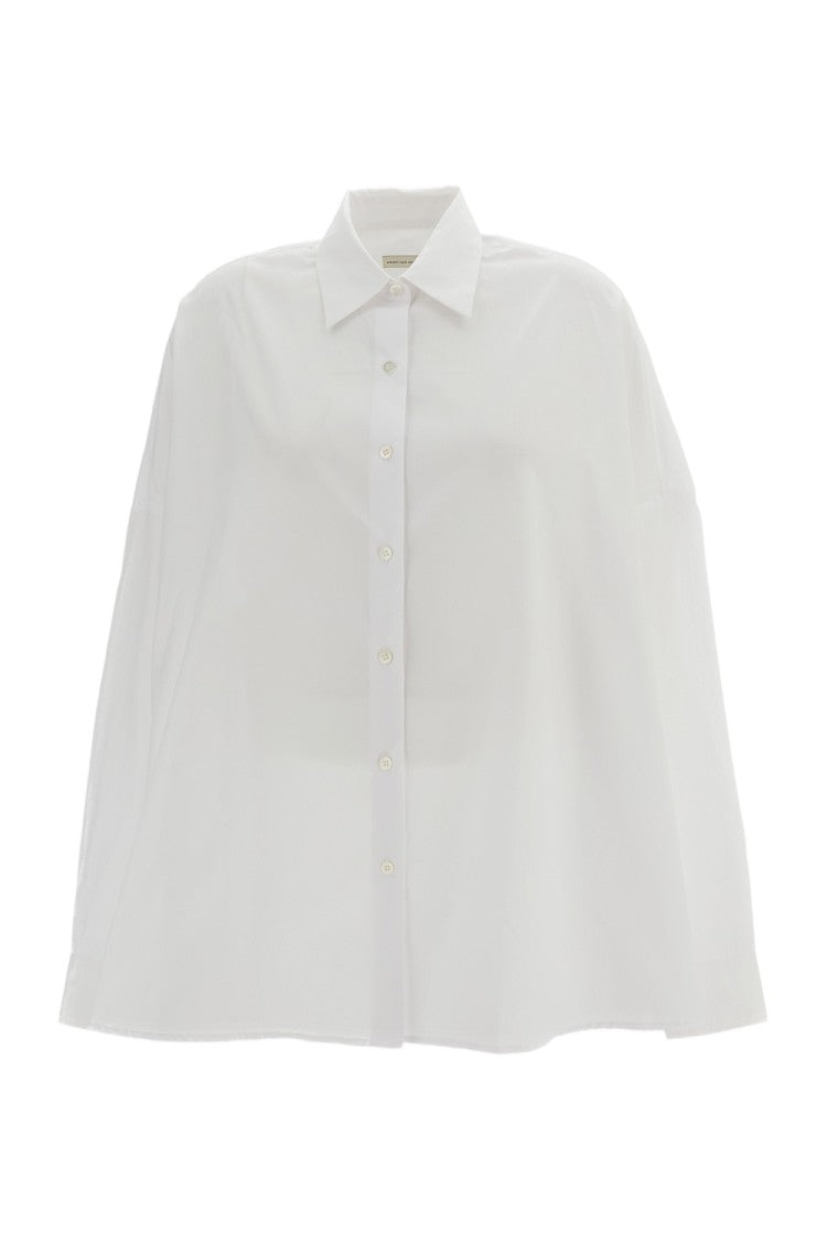 Dries Van Noten White Casia Cotton Long-Sleeved Shirt
