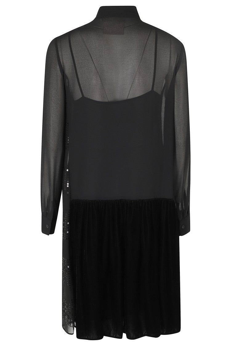 Semi Couture Black Embroidered Georgette Mini Dress