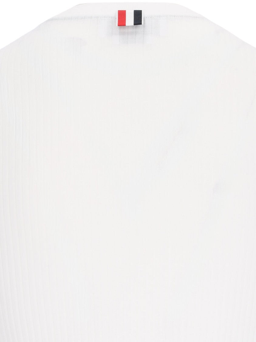 Thom Browne "Three Stripes" Logo T-Shirt – White