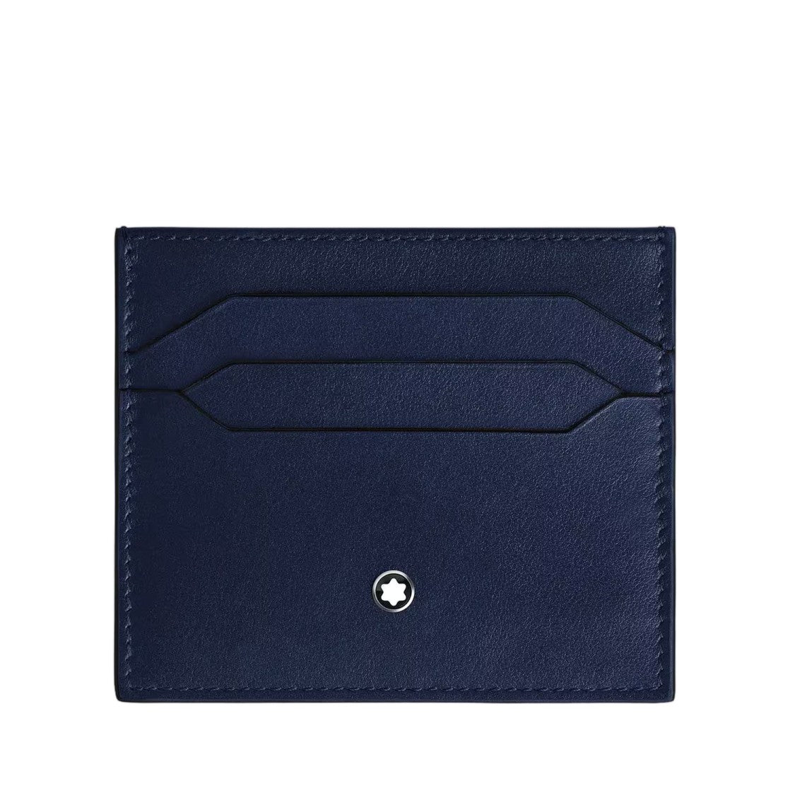 Montblanc Navy Blue Black Leather Six Slot Card Holder Wallet