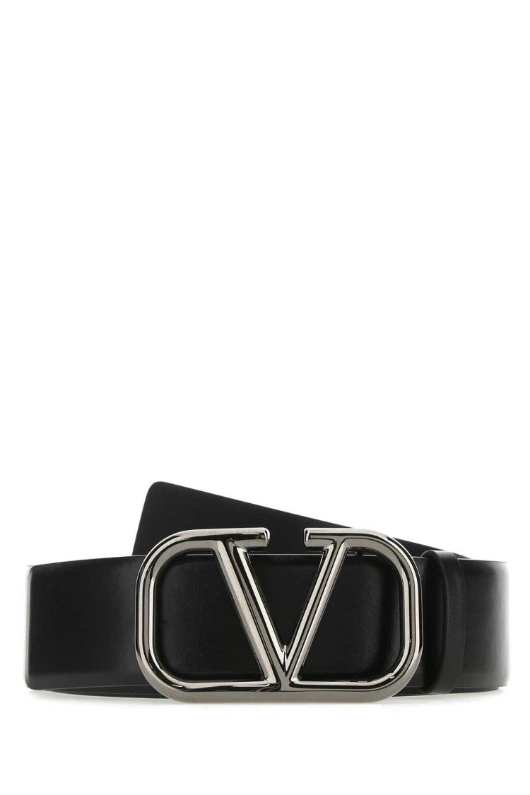 Valentino Garavani Black Leather Vlogo Signature Belt