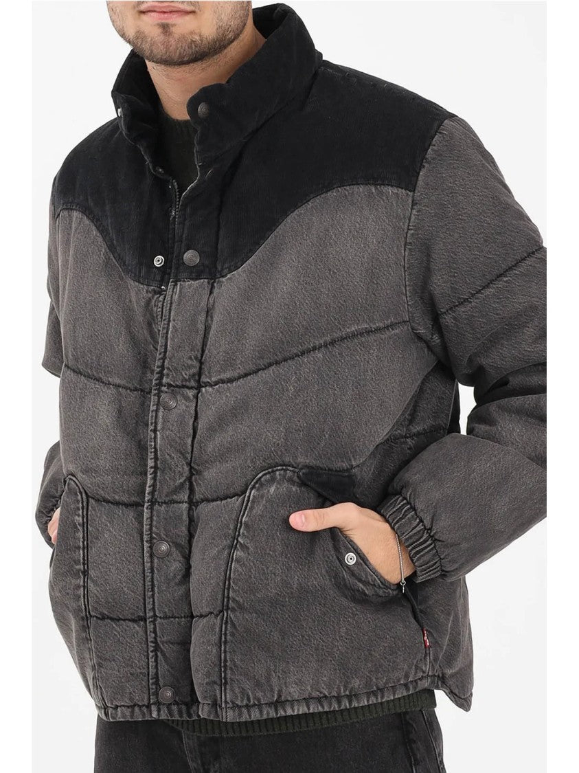Levi's Grey/Black Padded Velvet Accent Cotton Denim Jacket