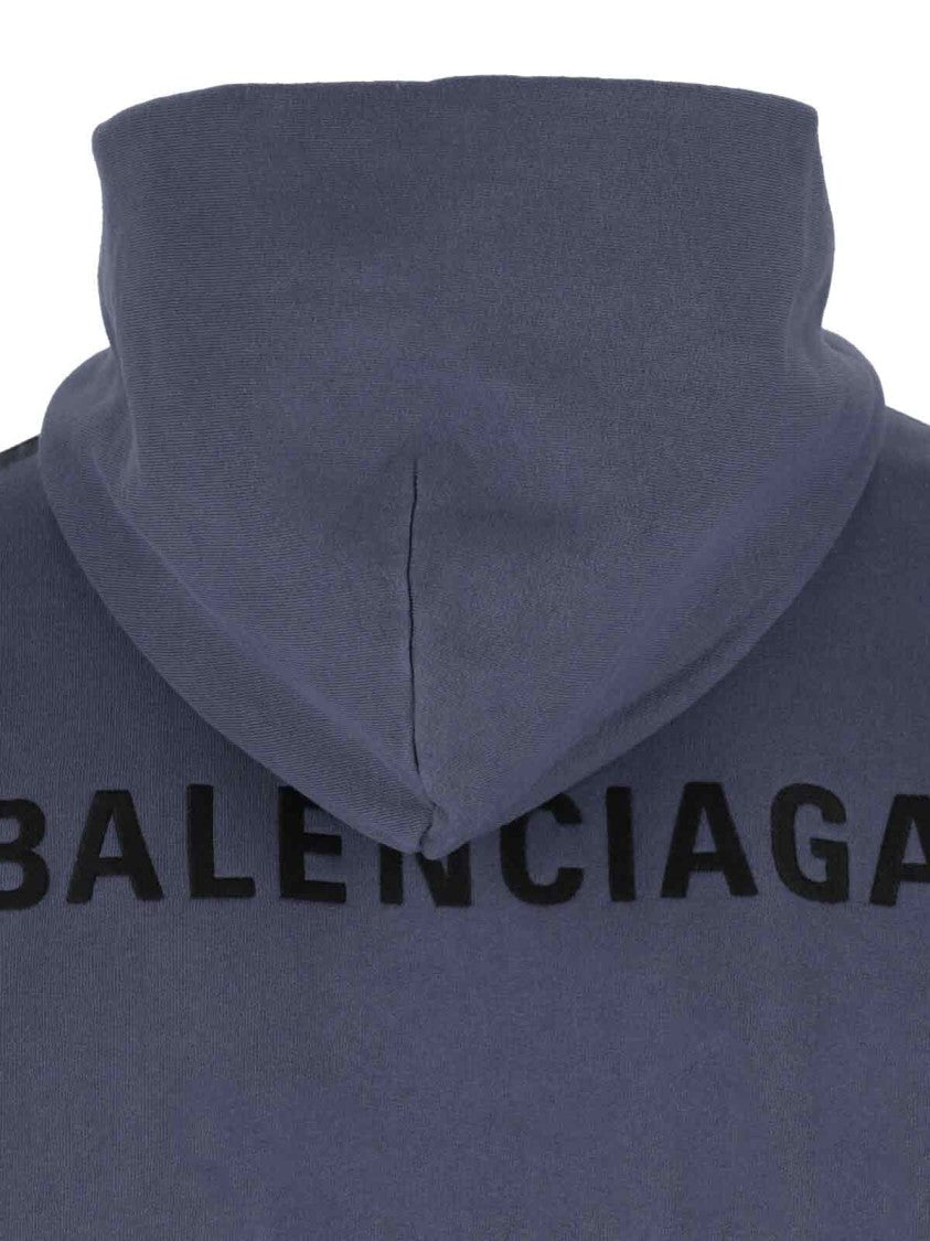 Balenciaga Logo Zip Hoodie – Blue