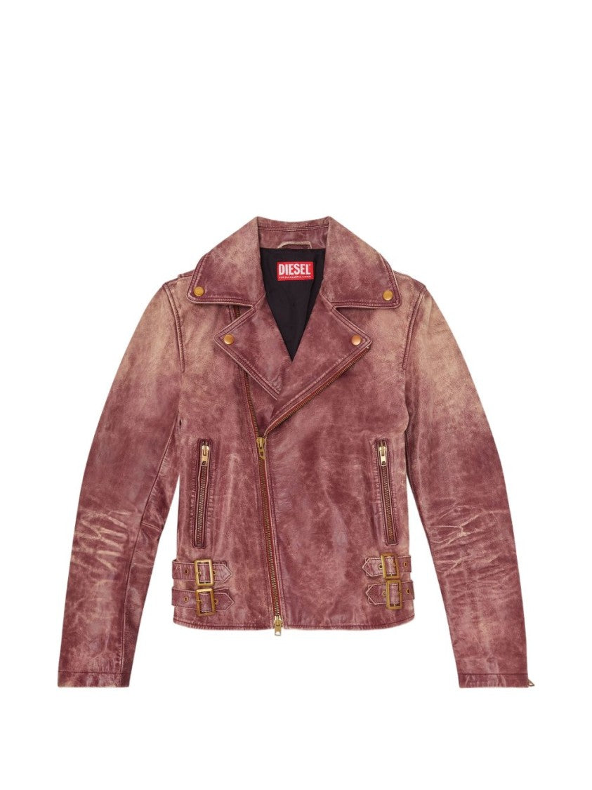Diesel Distressed Vintage-Inspired Jacket With Asymmetrical Zipper