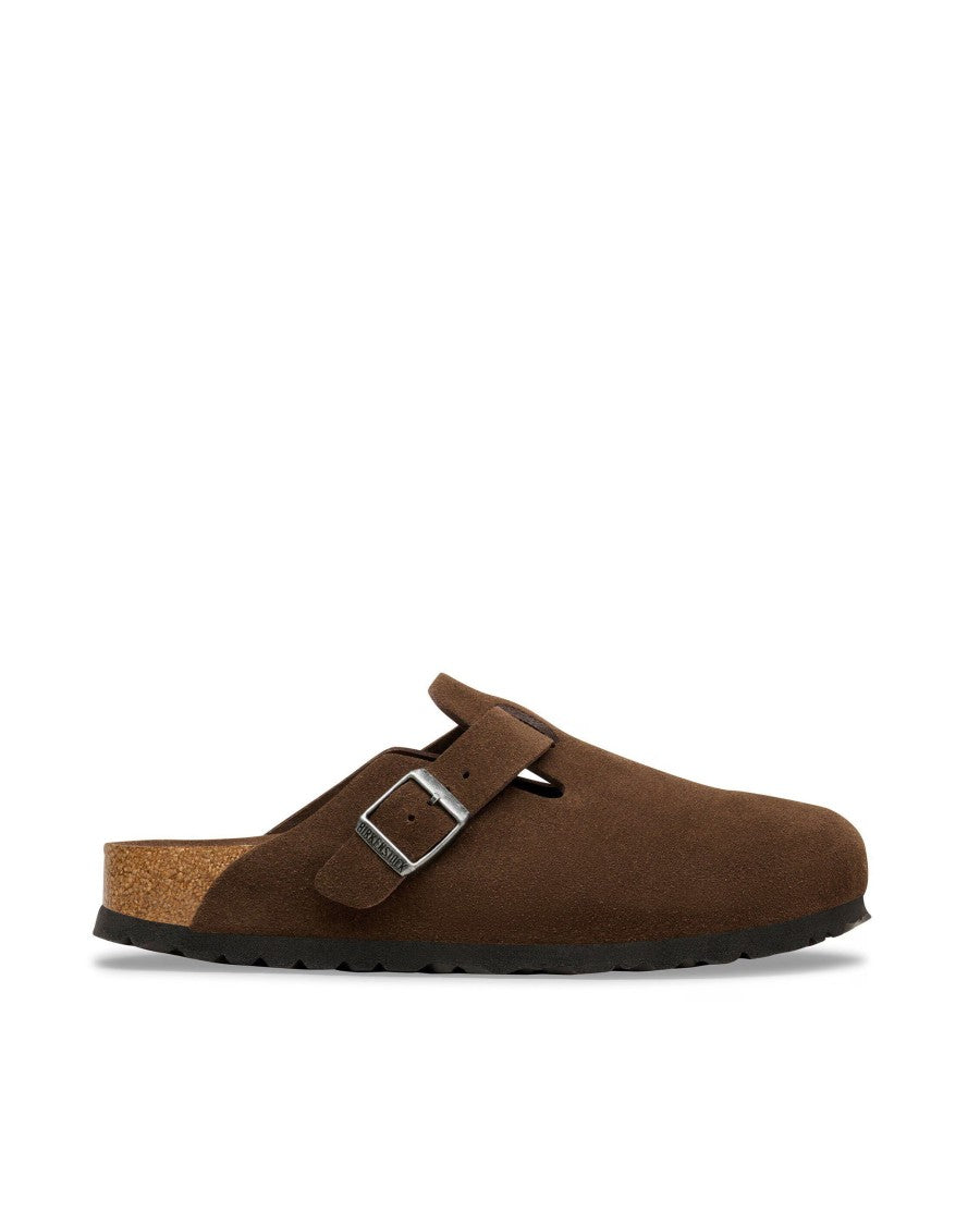 Birkenstock Tonal Brown Suede Boston Slip-On Clog With Adjustable Buckle